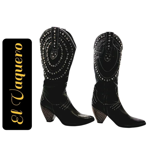 El Vaquero Valerio Giuntoli Black Studded Italian Leather Boots – Handcrafted - Picture 5 of 10